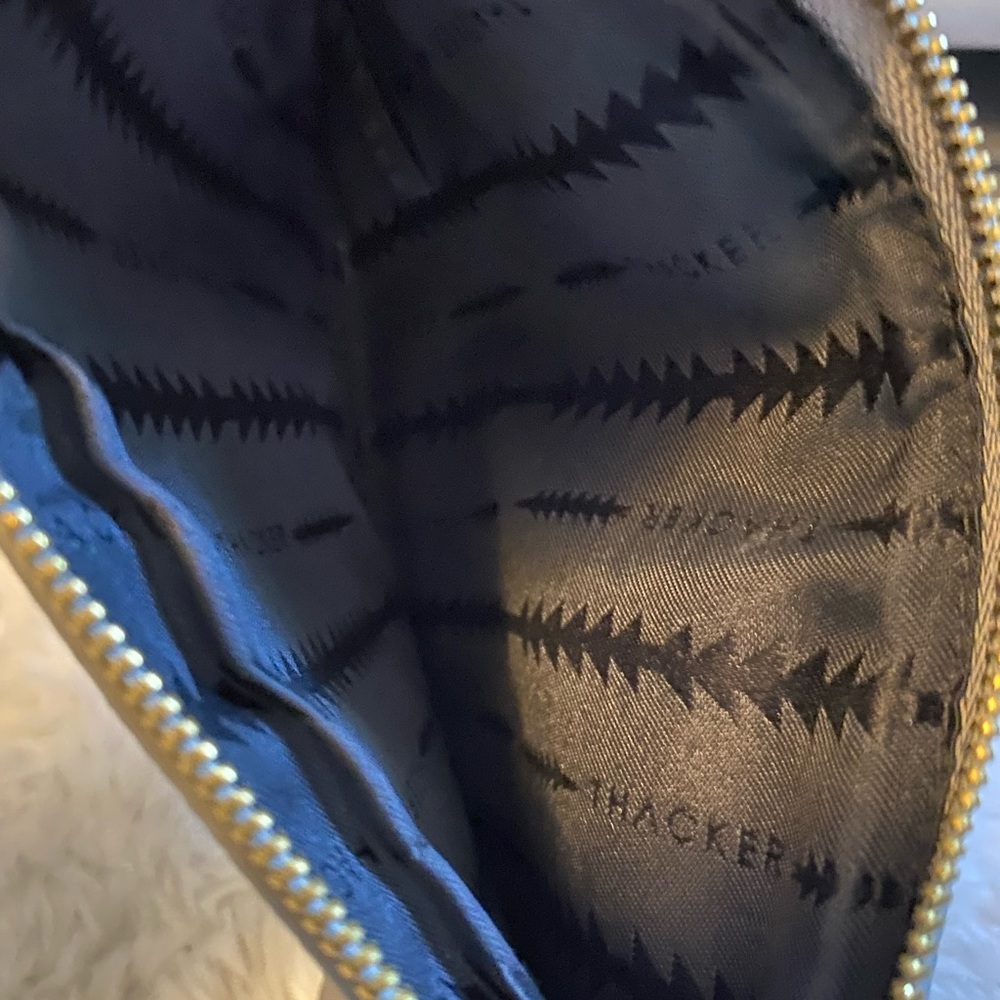 Gray Leather Clutch with Gold Accents - Picture 5 of 5